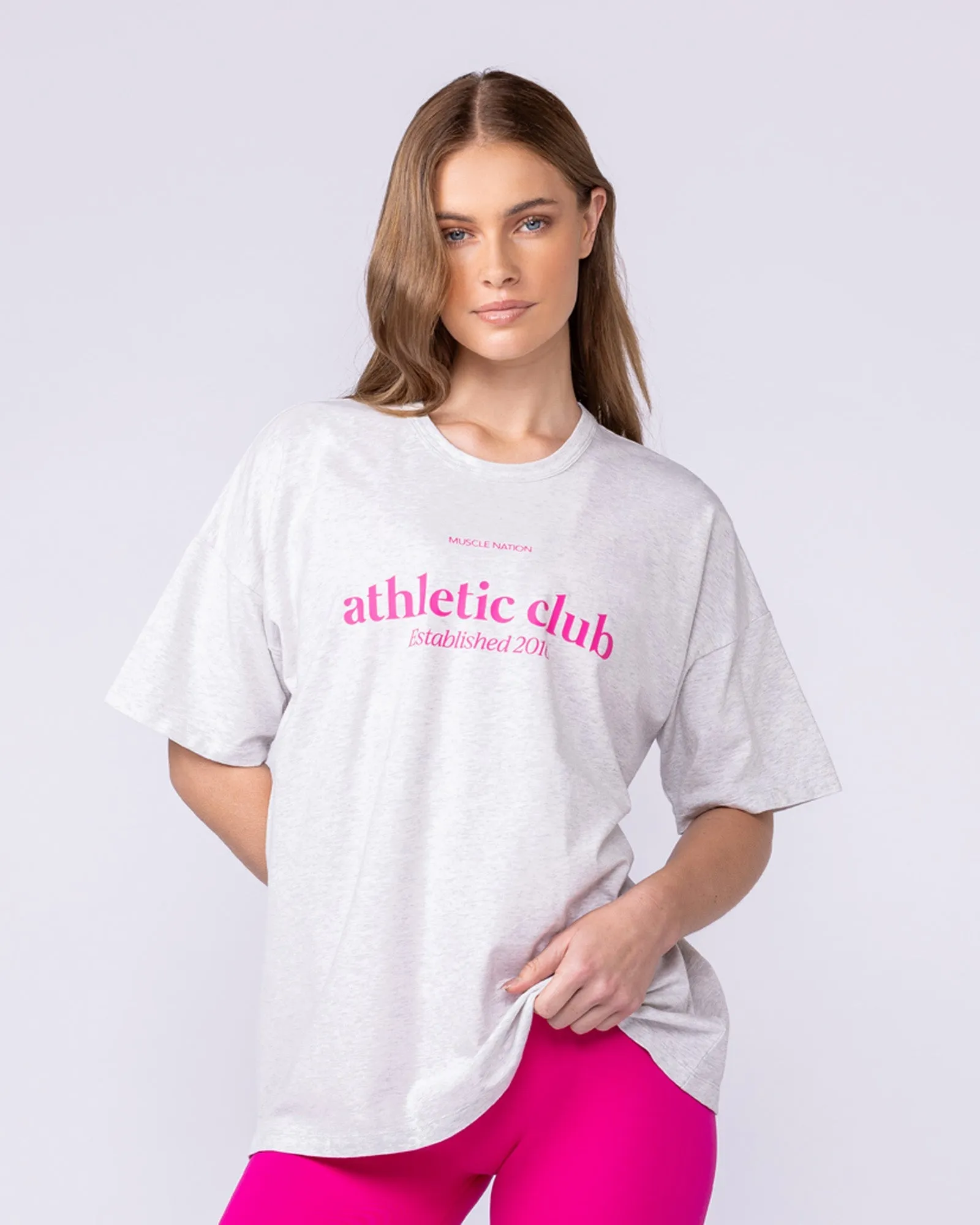 Athletic Club Oversized Tee - Snow Grey Marl sold by Muscle Nation product image thumbnail 2