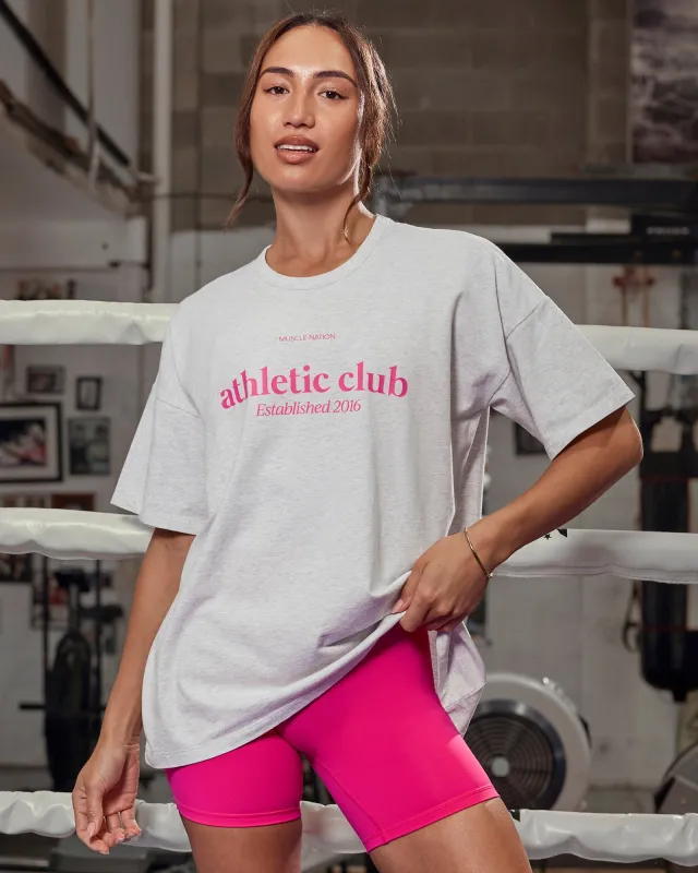 Athletic Club Oversized Tee - Snow Grey Marl sold by Muscle Nation
