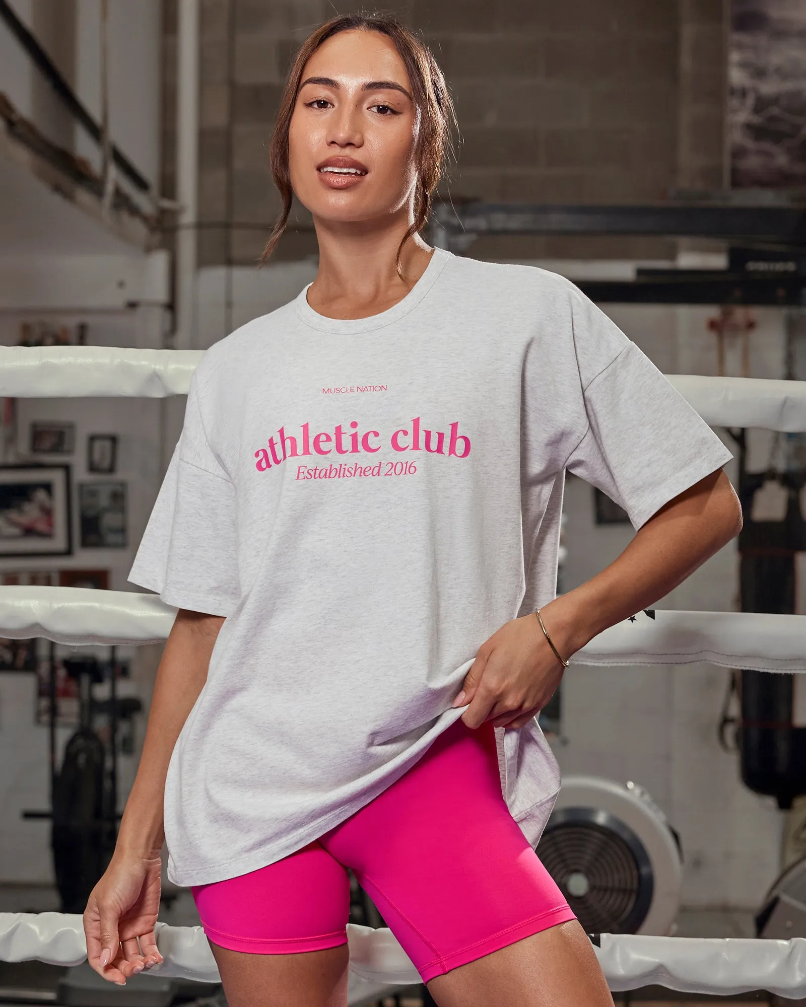 Athletic Club Oversized Tee - Snow Grey Marl sold by Muscle Nation