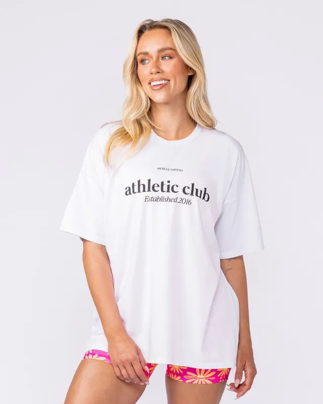Athletic Club Oversized Tee - White sold by Muscle Nation