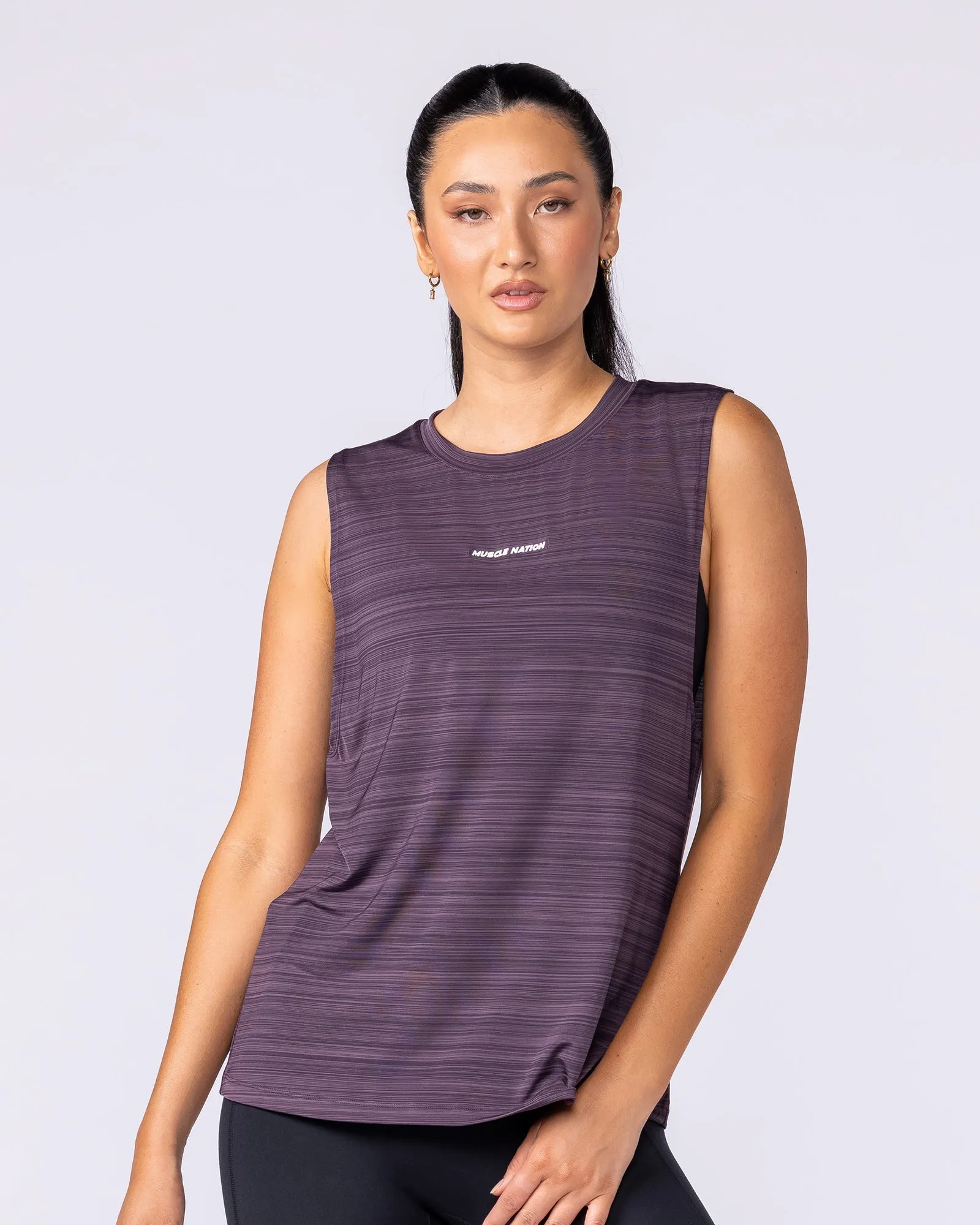 Active Drop Arm Training Tank - Midnight Plum sold by Muscle Nation