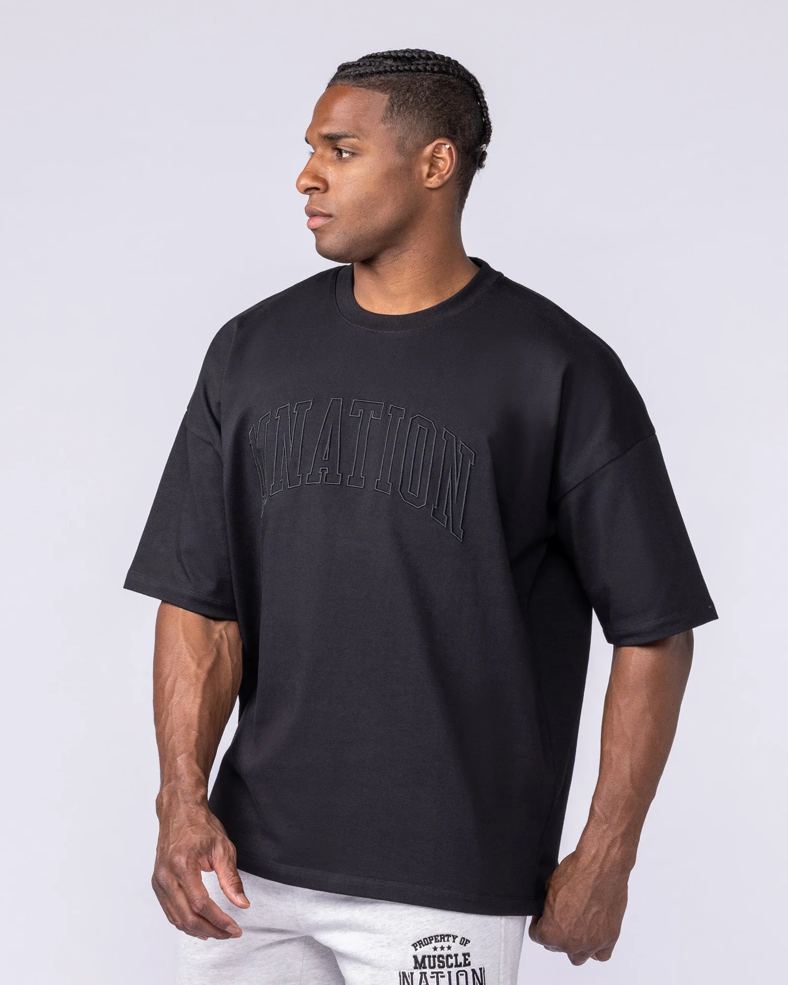 Varsity Oversized Boxy Tee - Black sold by Muscle Nation product image thumbnail 3