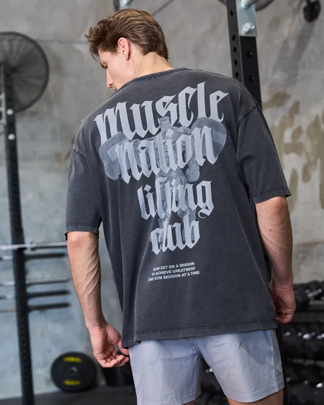 Lifting Club Oversized Vintage Tee - Washed Black sold by Muscle Nation