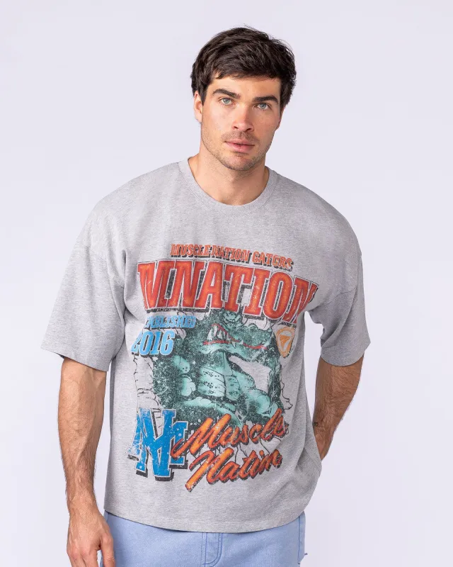 Gators Oversized Boxy Tee - Light Grey Marl sold by Muscle Nation