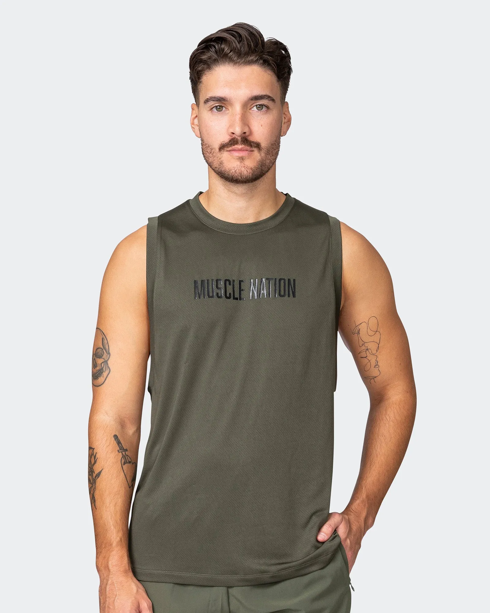 Burly Training Tank - Dark Khaki sold by Muscle Nation