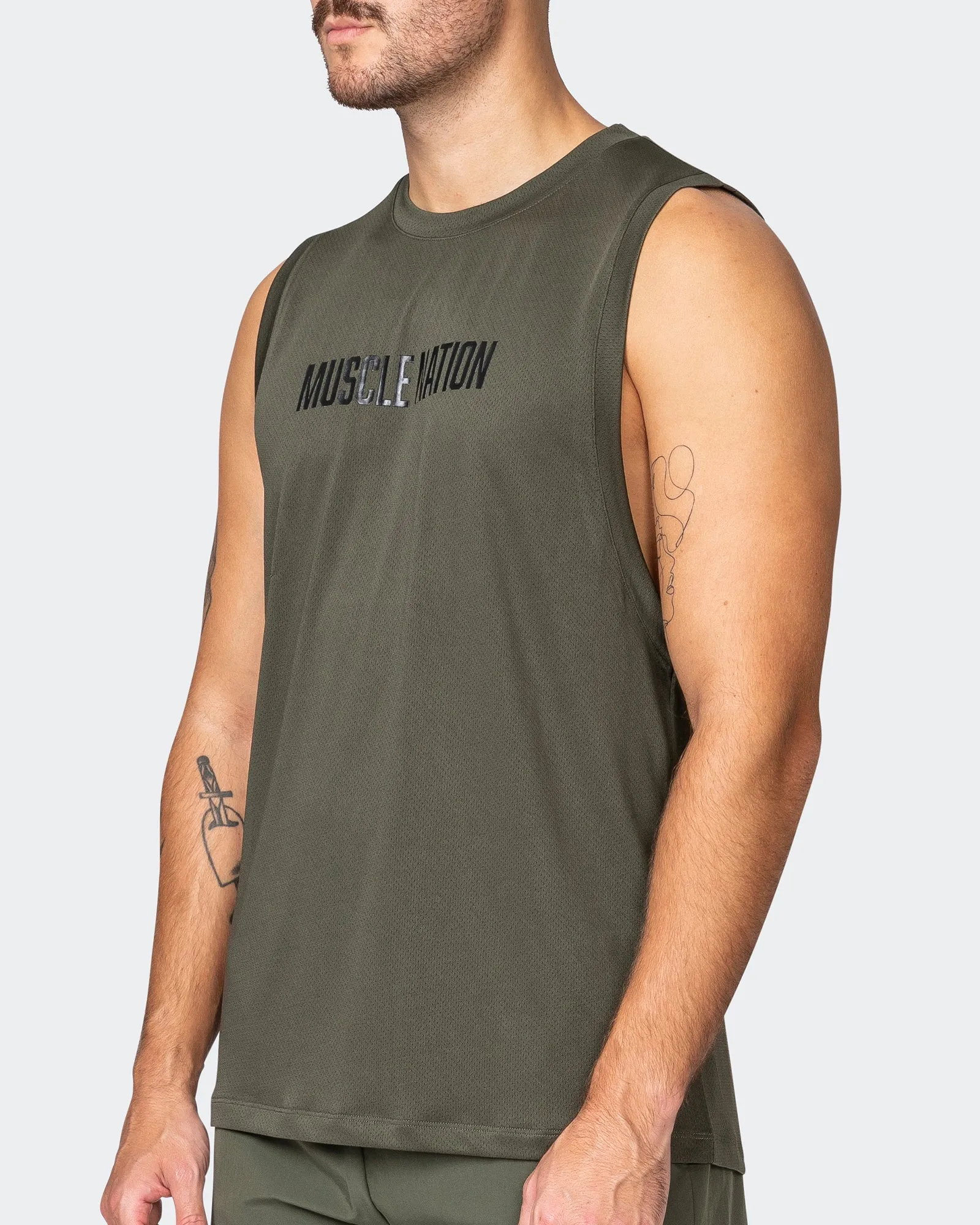 Burly Training Tank - Dark Khaki sold by Muscle Nation product image thumbnail 3