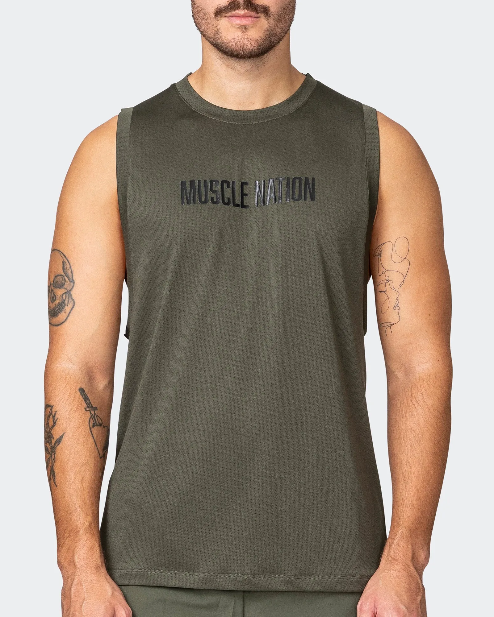 Burly Training Tank - Dark Khaki sold by Muscle Nation product image thumbnail 2