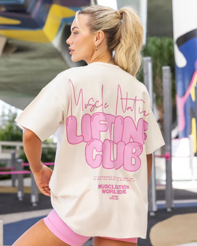Lifting Club Oversized Tee - Dew / Pink sold by Muscle Nation