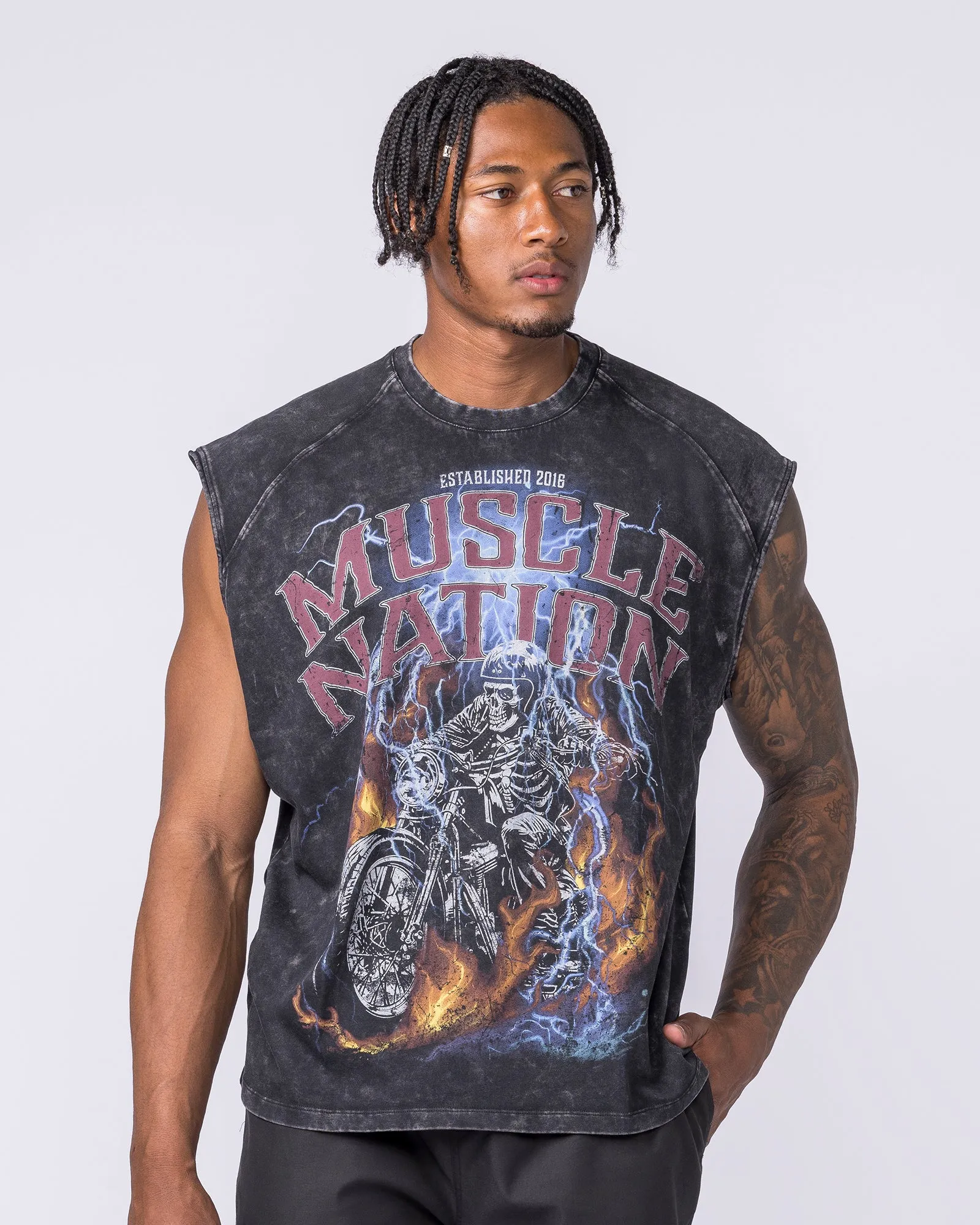 Full Throttle Vintage Boxy Muscle Tank - Washed Black sold by Muscle Nation product image thumbnail 3