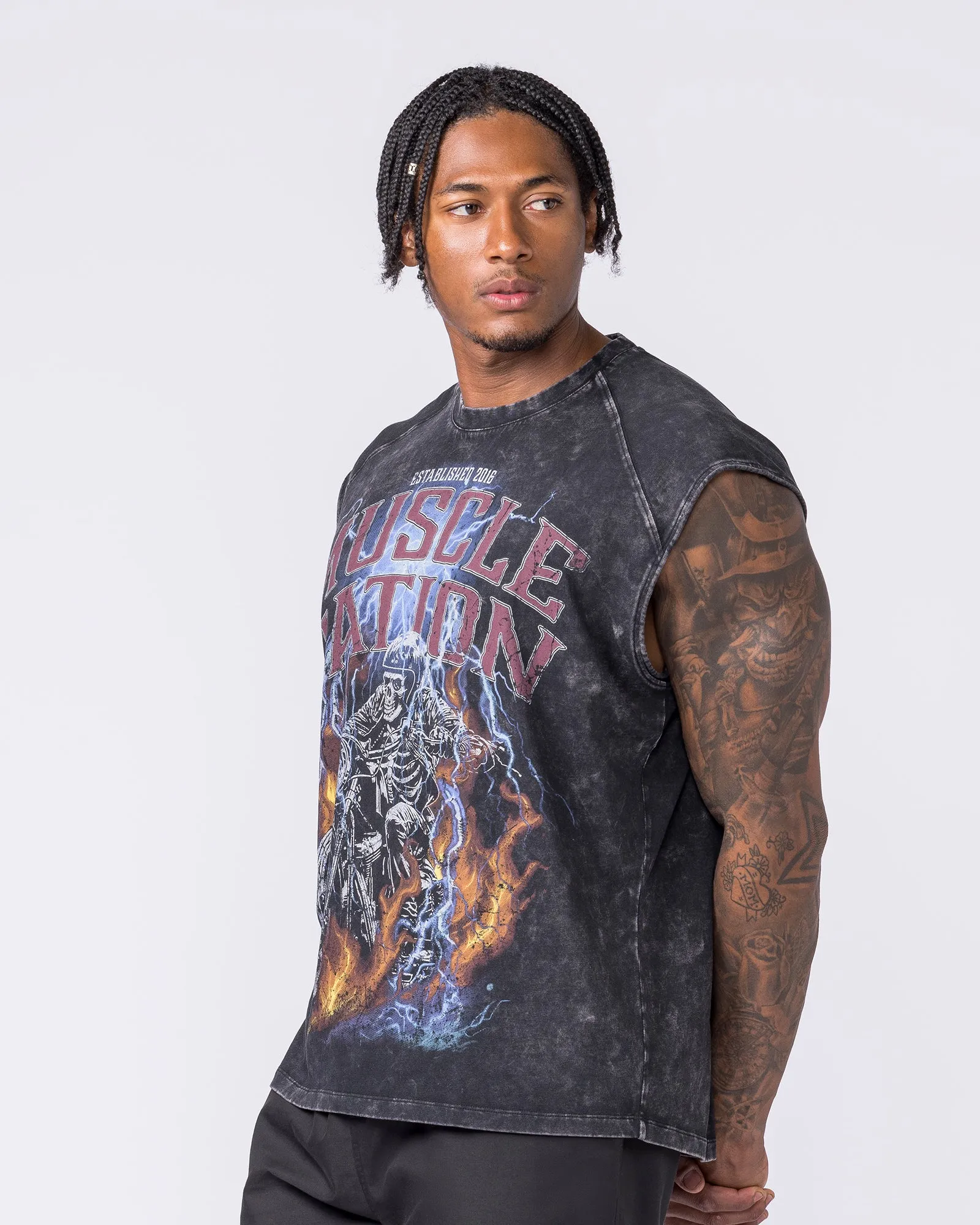 Full Throttle Vintage Boxy Muscle Tank - Washed Black sold by Muscle Nation product image thumbnail 4