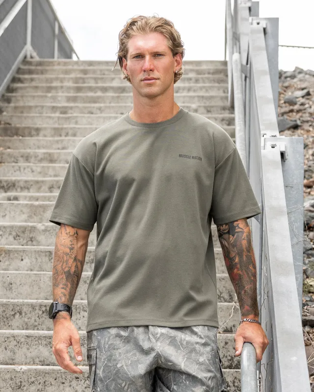 Essential Regular Fit Tee - Dark Khaki sold by Muscle Nation