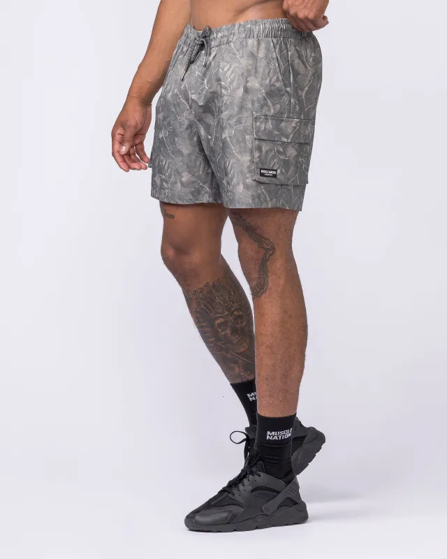 Daily Cargo 5" Shorts - Washed Tree Camo Grey sold by Muscle Nation