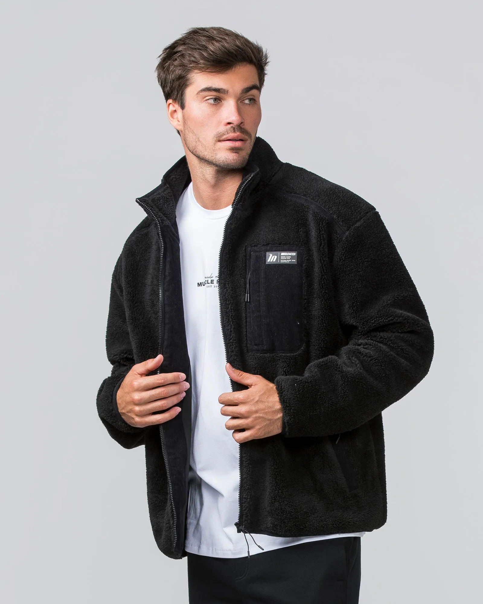 Sherpa Zip Through Jacket - Black sold by Muscle Nation product image thumbnail 5