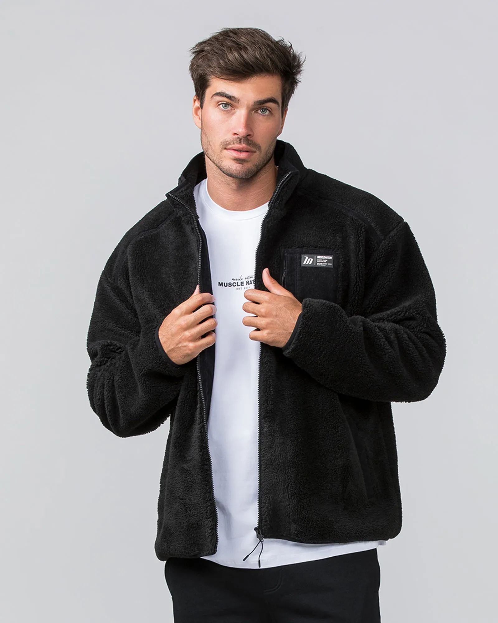 Sherpa Zip Through Jacket - Black sold by Muscle Nation product image thumbnail 2