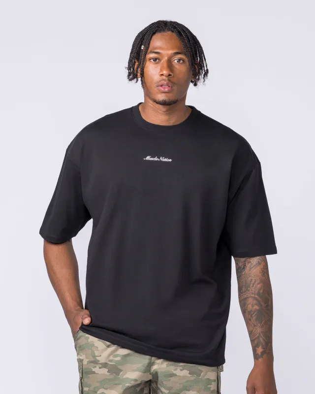 MN Loopback Oversized Tee - Black made by Muscle Nation