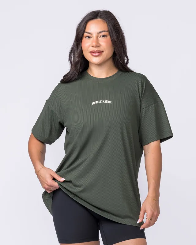 Relaxed Rib Training Tee - Dark Eucalyptus made by Muscle Nation