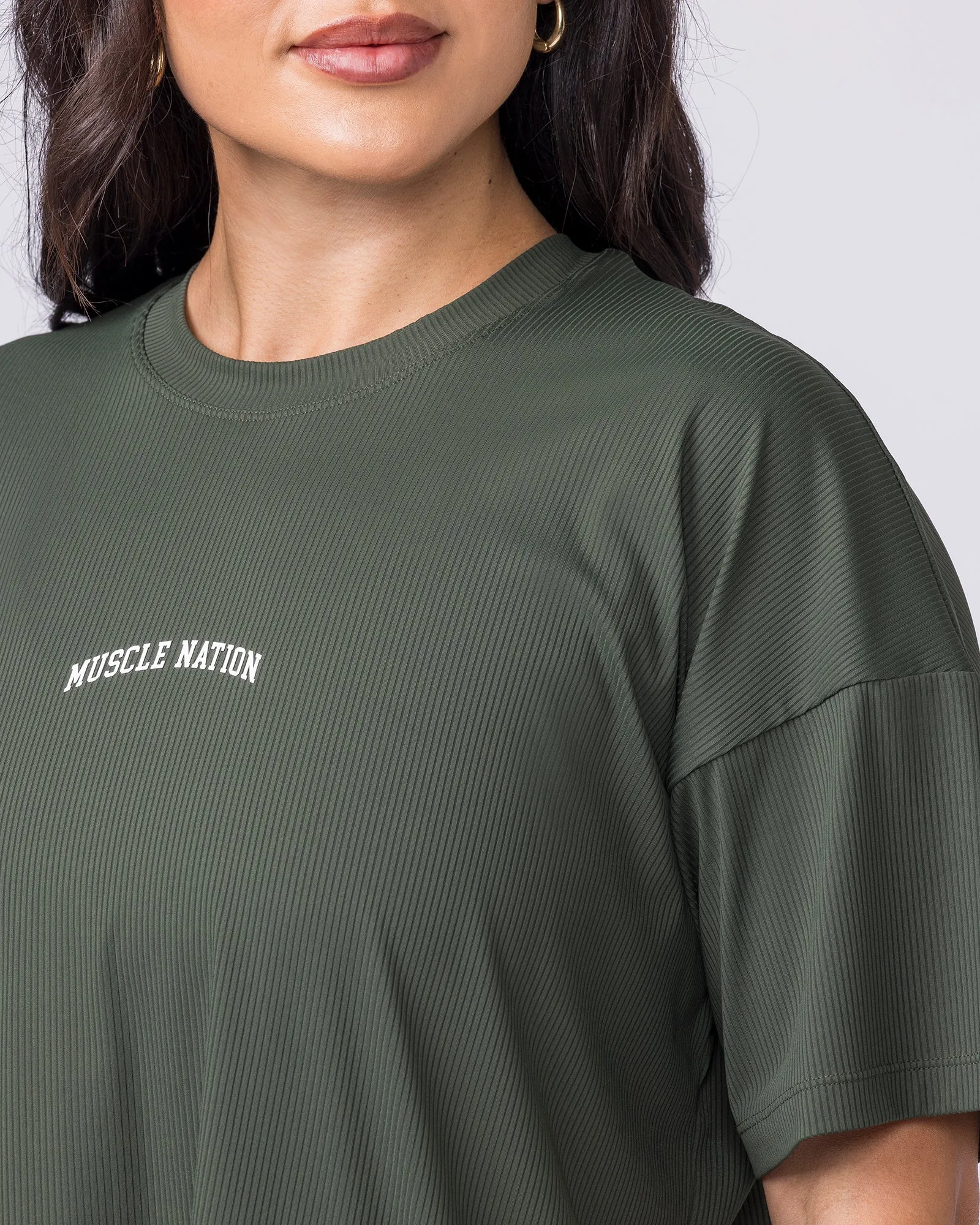 Relaxed Rib Training Tee - Dark Eucalyptus sold by Muscle Nation product image thumbnail 2