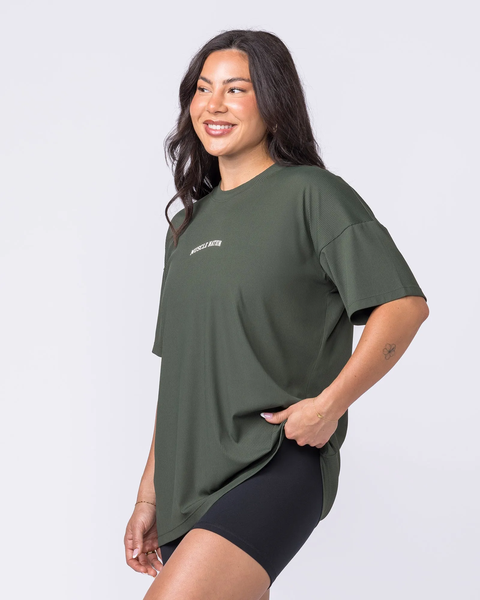 Relaxed Rib Training Tee - Dark Eucalyptus sold by Muscle Nation product image thumbnail 3