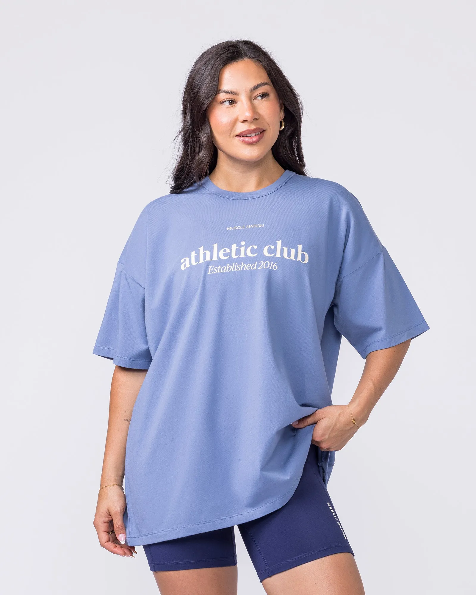 Athletic Club Oversized Tee - Faded Denim sold by Muscle Nation product image thumbnail 2