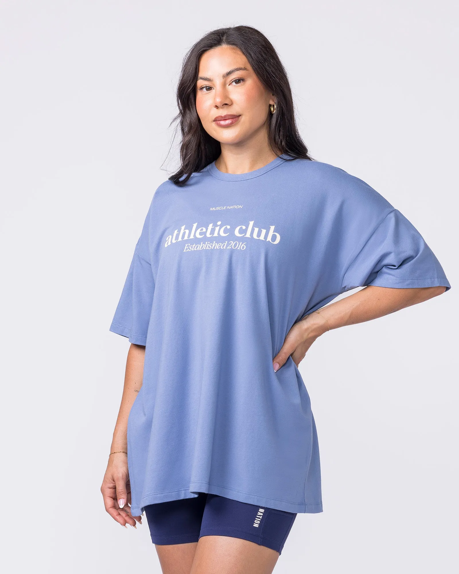 Athletic Club Oversized Tee - Faded Denim sold by Muscle Nation product image thumbnail 4