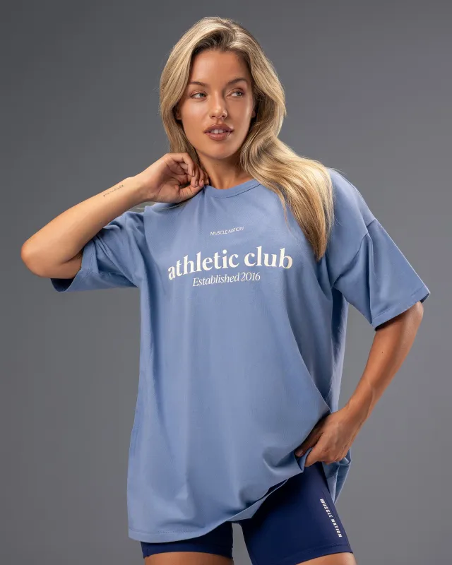 Athletic Club Oversized Tee - Faded Denim made by Muscle Nation