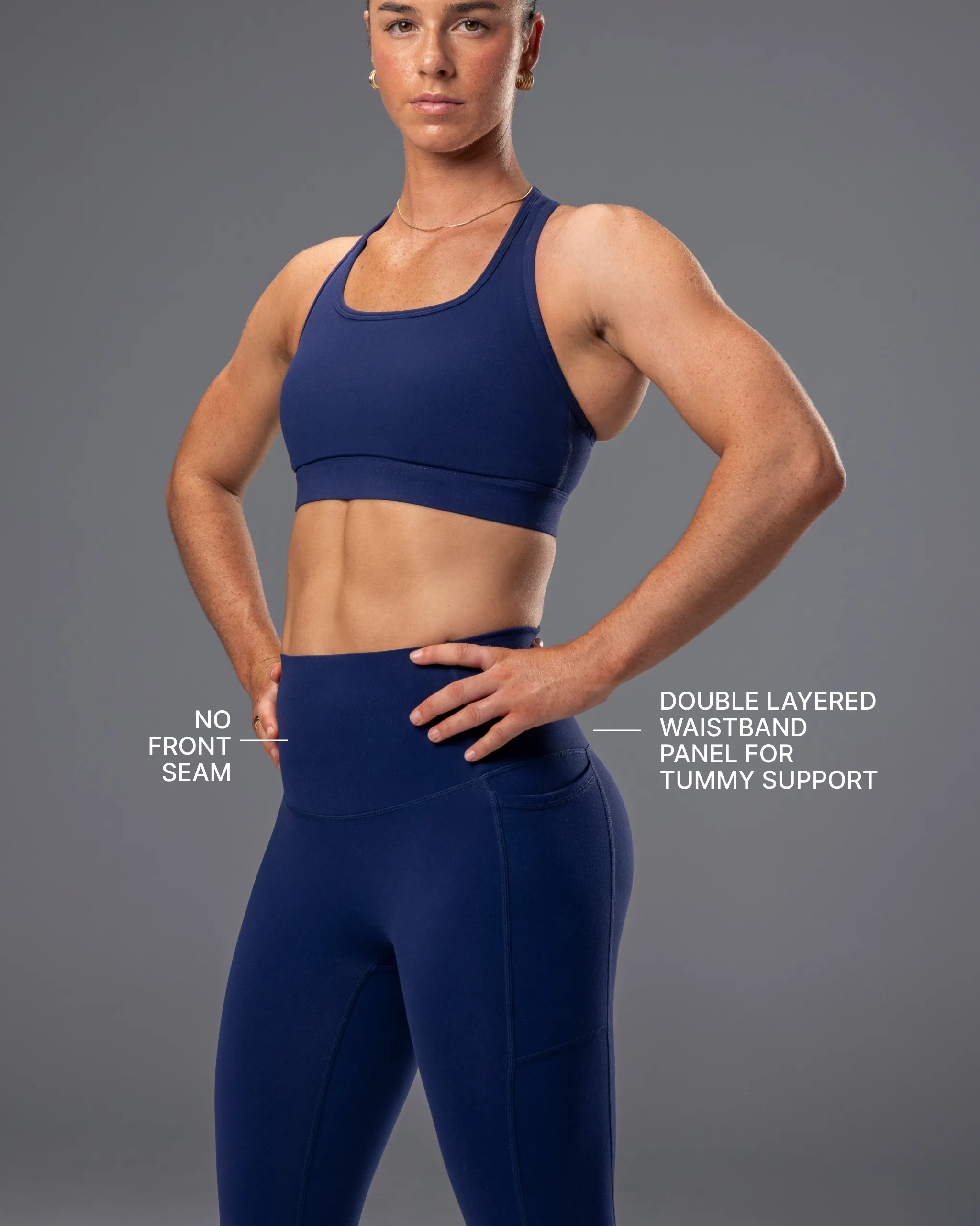 Unrivalled Everyday Pocket Ankle Leggings - Classic Navy sold by Muscle Nation product image thumbnail 3