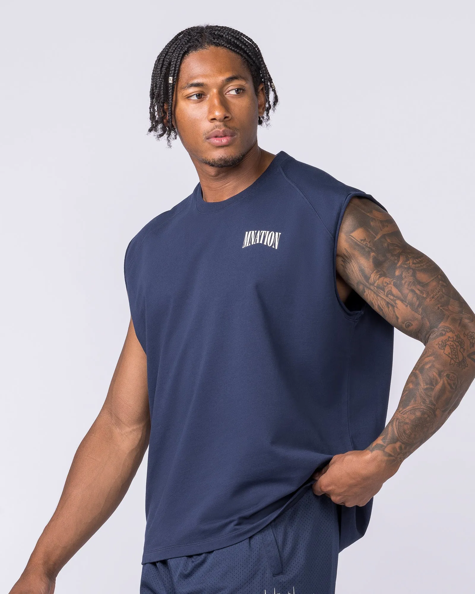 Off Duty Boxy Muscle Tank - Navy sold by Muscle Nation product image thumbnail 4
