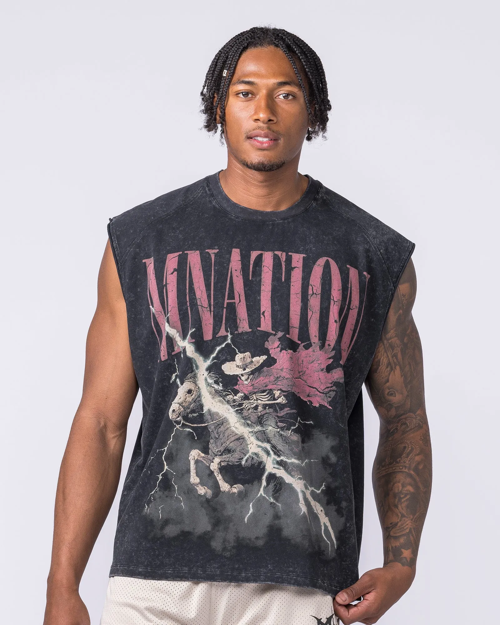 Night Rider Vintage Boxy Muscle Tank - Washed Black sold by Muscle Nation product image thumbnail 2