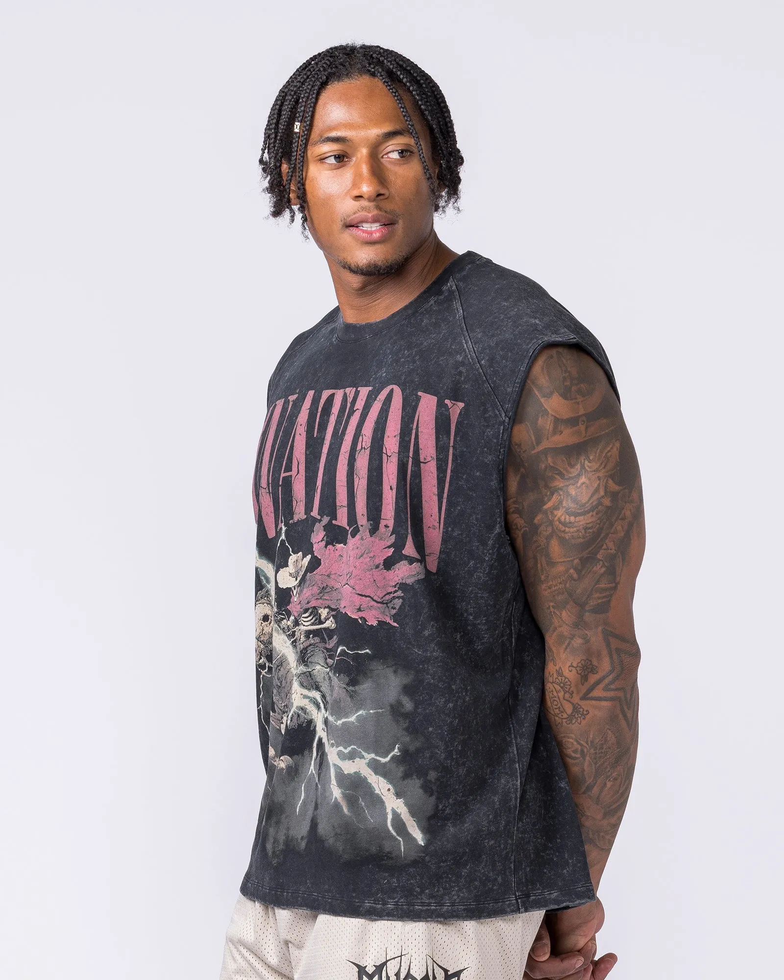 Night Rider Vintage Boxy Muscle Tank - Washed Black sold by Muscle Nation product image thumbnail 4