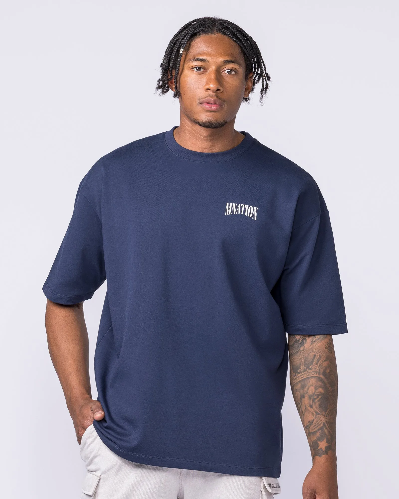 Off Duty Oversized Tee - Navy sold by Muscle Nation