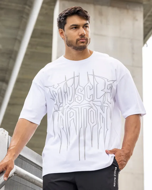 Metalcore Oversized Tee - White made by Muscle Nation