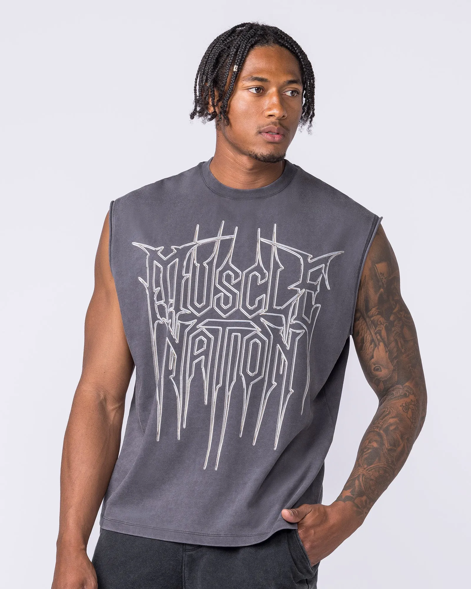 Metalcore Vintage Boxy Muscle Tank - Washed Dark Tornado sold by Muscle Nation product image thumbnail 2