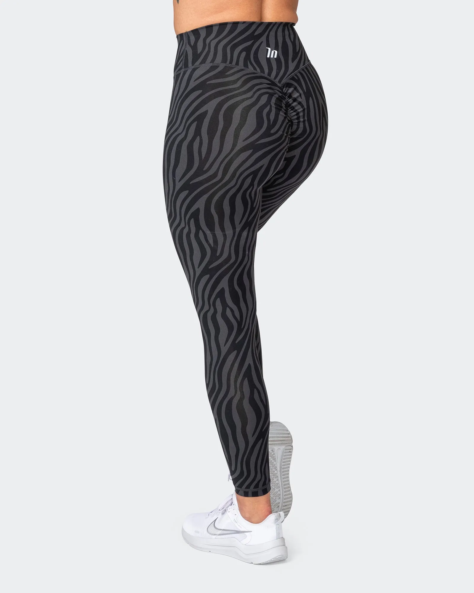 Signature Scrunch Ankle Length Leggings - Monochrome Zebra Print sold by Muscle Nation product image thumbnail 5