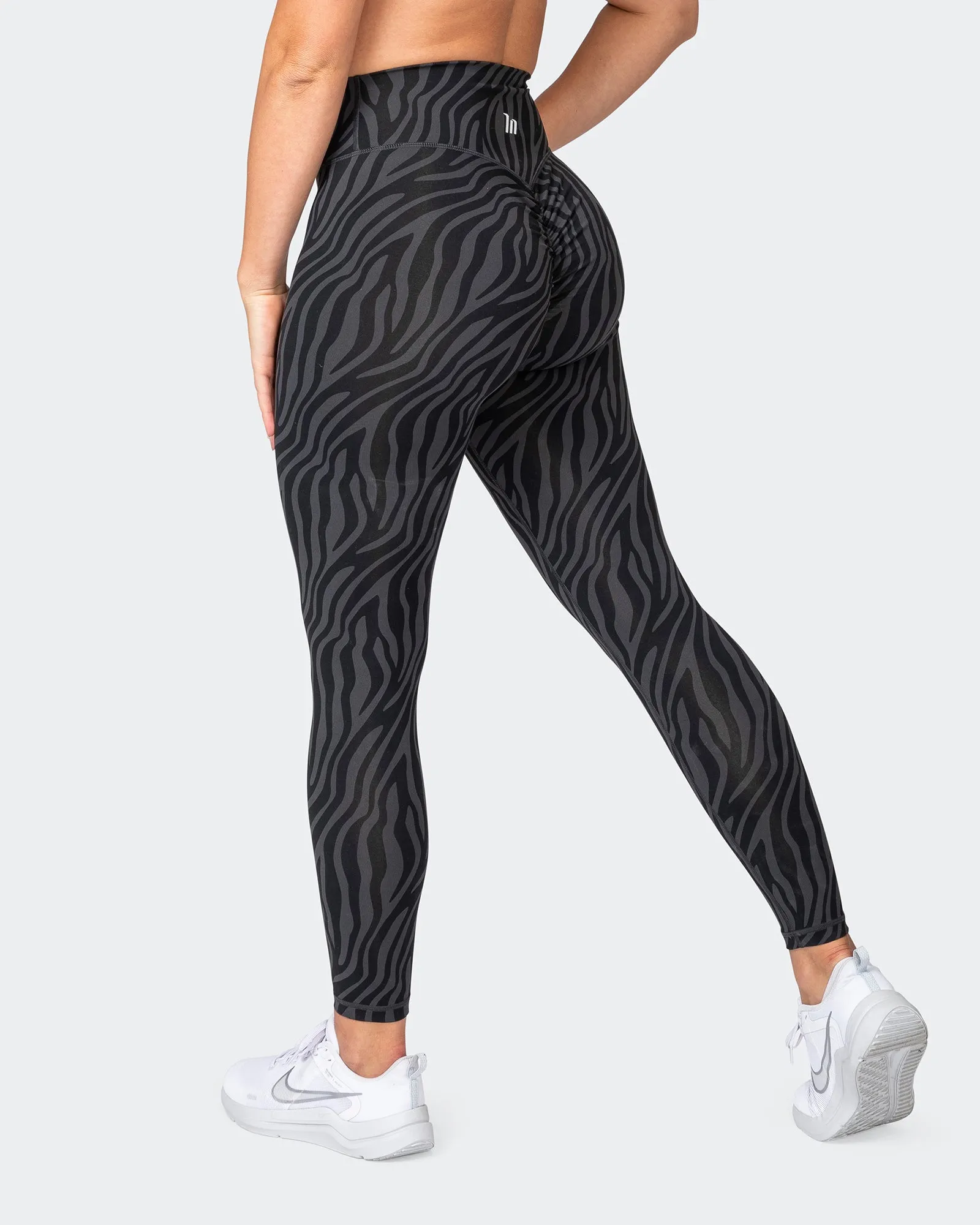Signature Scrunch Ankle Length Leggings - Monochrome Zebra Print sold by Muscle Nation