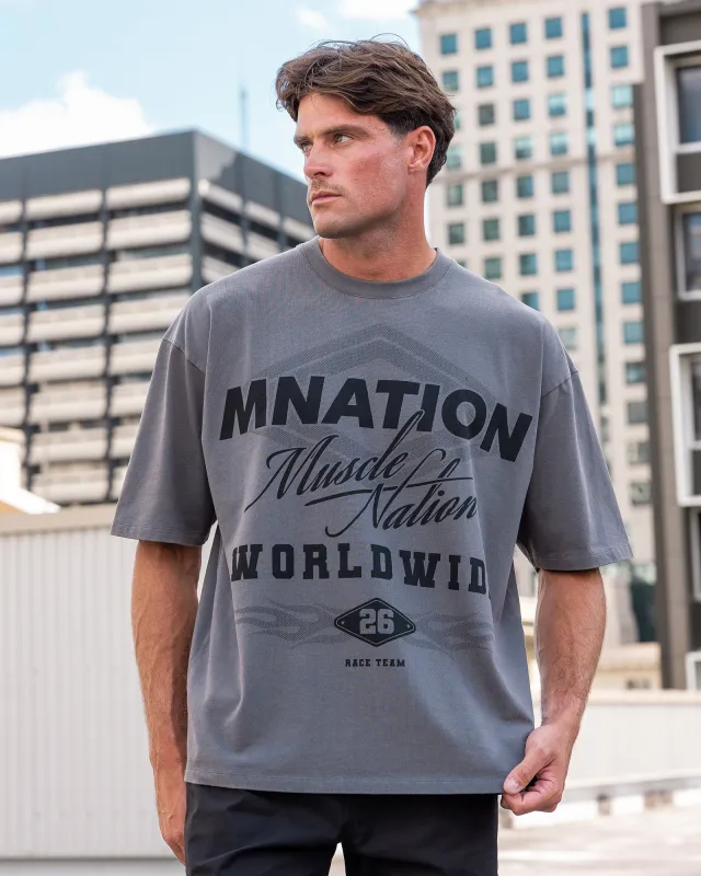 Racing Oversized Vintage Tee - Washed Tornado made by Muscle Nation