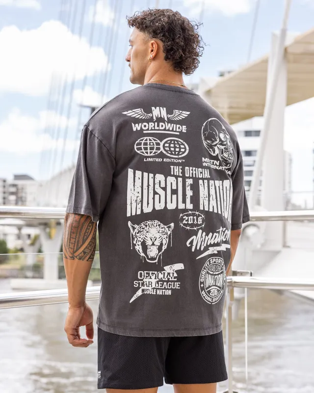 Archives Oversized Vintage Tee - Washed Black sold by Muscle Nation