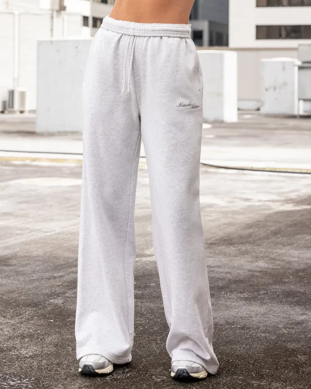 Loopback Straight Leg Trackies - Snow Grey Marl made by Muscle Nation