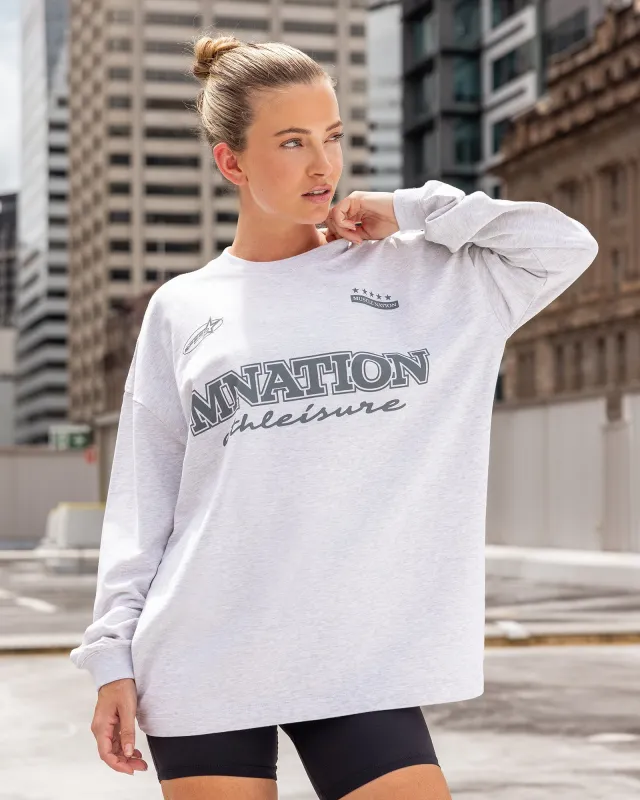 United Loopback Oversized Long Sleeve Top - Snow Grey Marl made by Muscle Nation