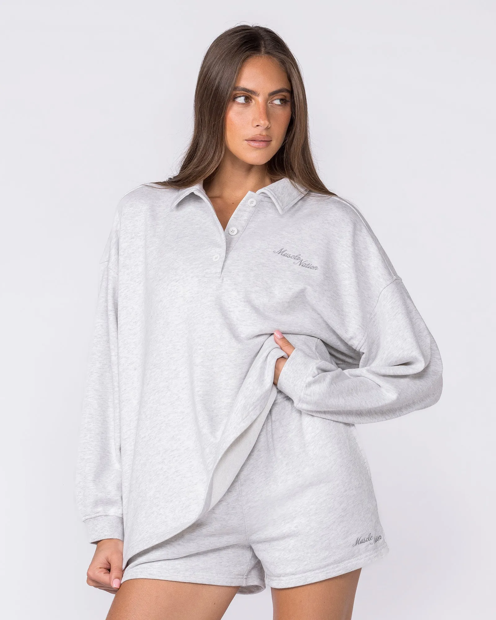 Polo Relaxed Pullover - Snow Grey Marl sold by Muscle Nation product image thumbnail 3