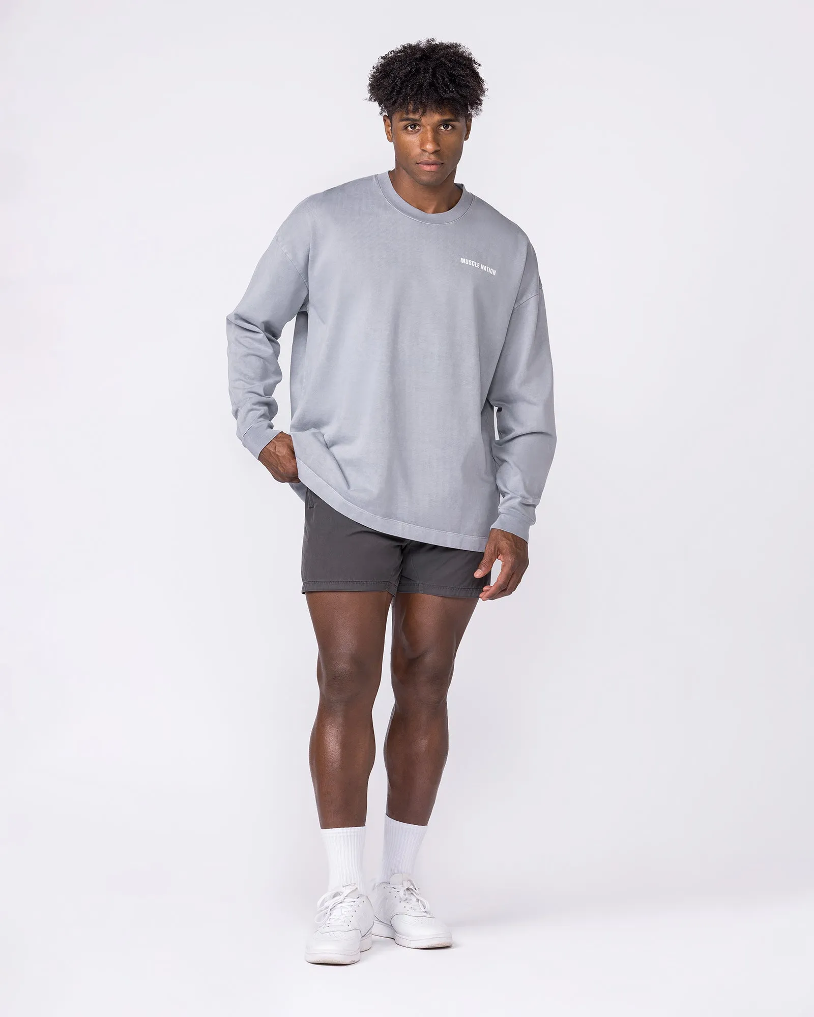 Essential Oversized Long Sleeve Tee - Washed Cement sold by Muscle Nation product image thumbnail 5