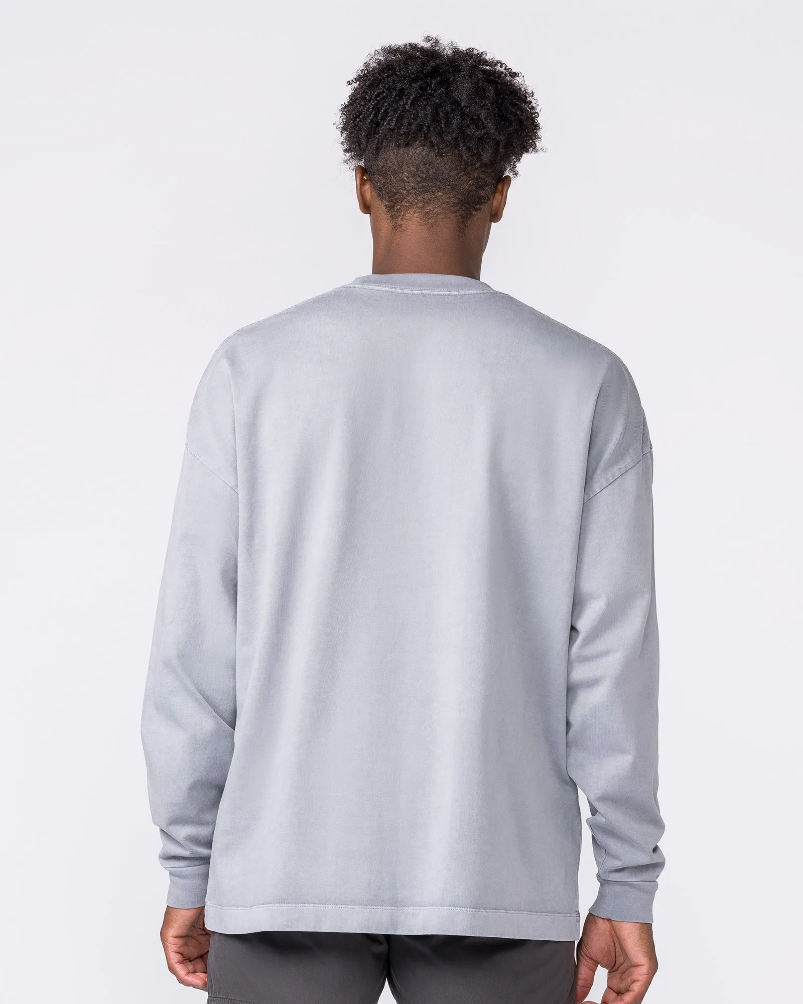 Essential Oversized Long Sleeve Tee - Washed Cement sold by Muscle Nation product image thumbnail 4