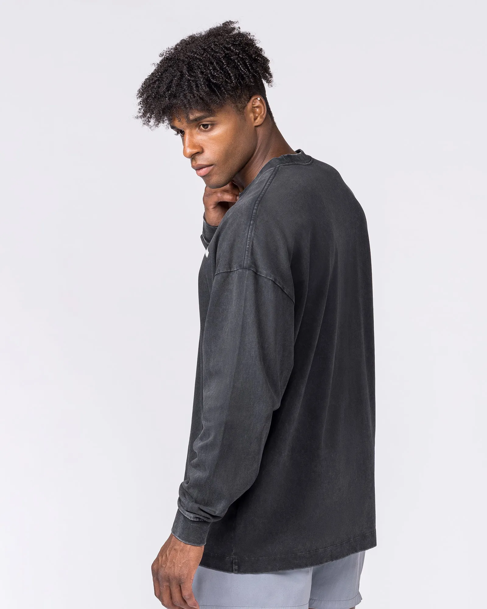 Essential Oversized Long Sleeve Vintage Tee - Washed Black sold by Muscle Nation product image thumbnail 2