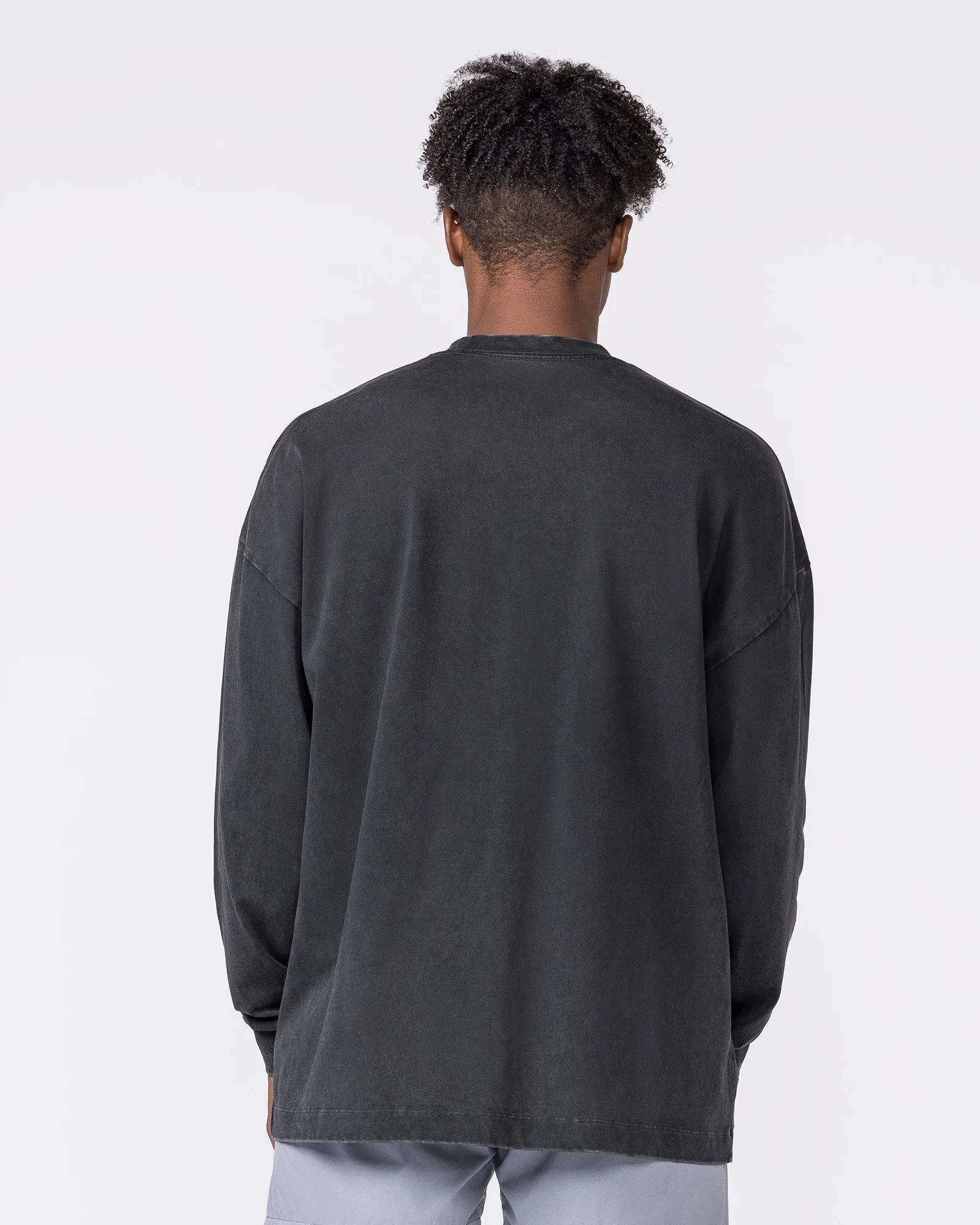 Essential Oversized Long Sleeve Vintage Tee - Washed Black sold by Muscle Nation product image thumbnail 4