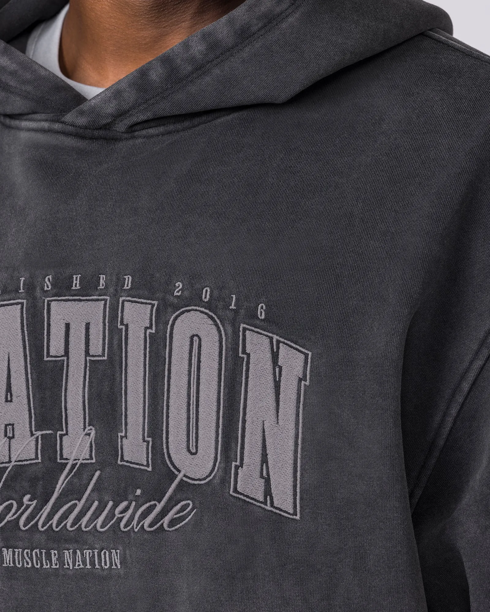 Worldclass Oversized Vintage Hoodie - Washed Black sold by Muscle Nation product image thumbnail 3