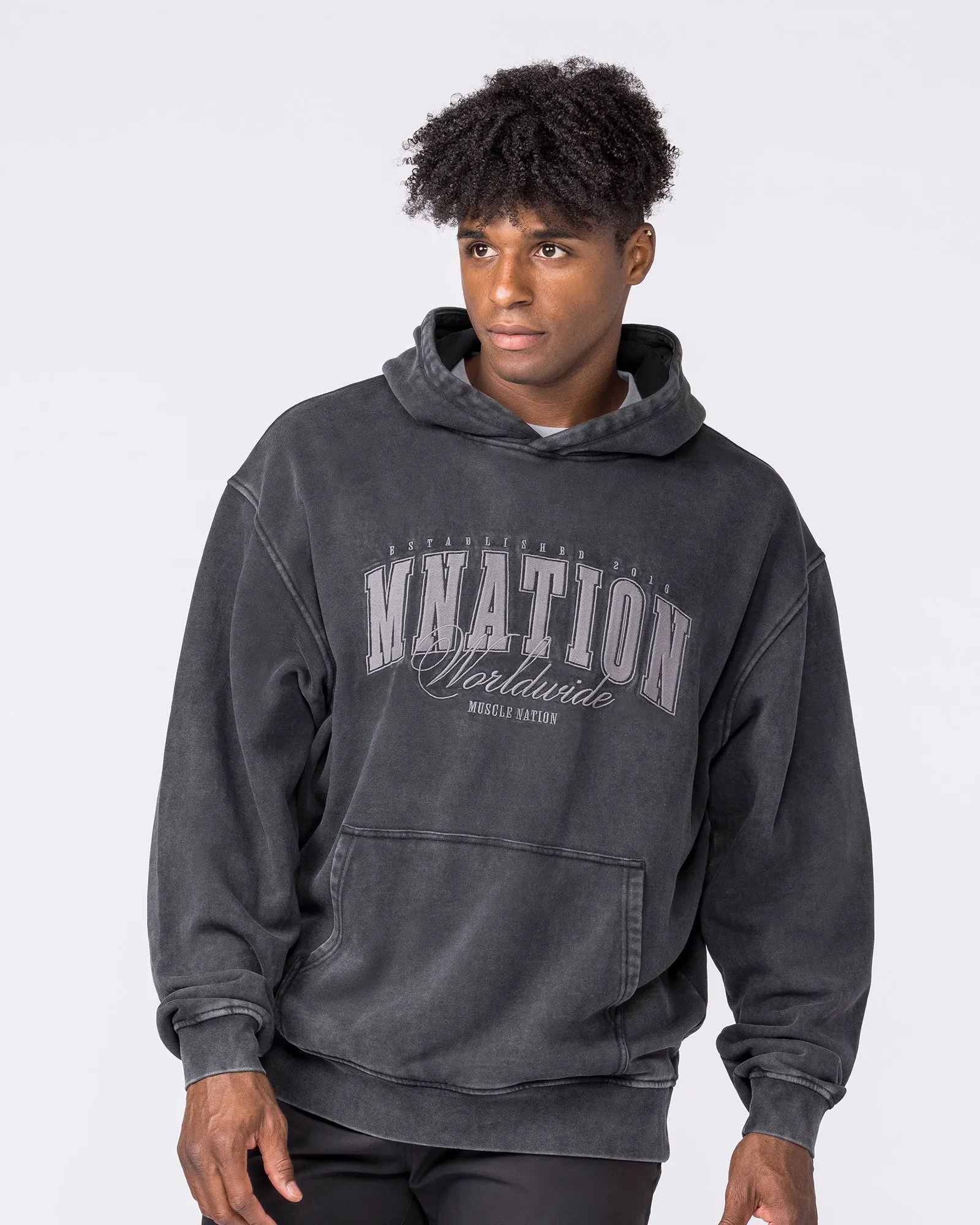 Worldclass Oversized Vintage Hoodie - Washed Black sold by Muscle Nation product image thumbnail 4