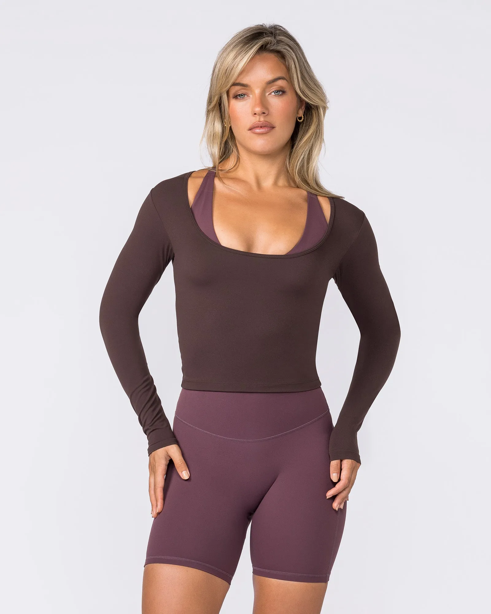 Base Long Sleeve Top - Cocoa sold by Muscle Nation