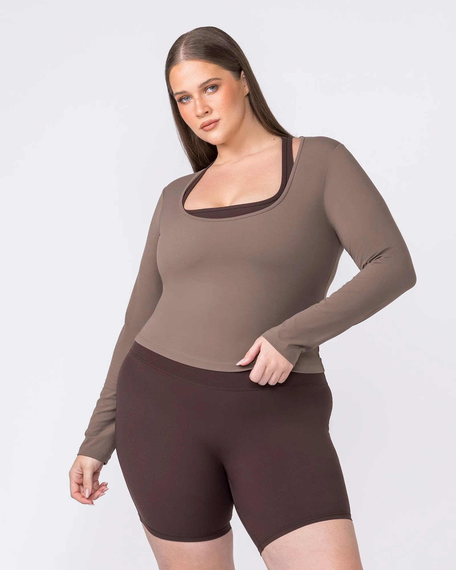 Base Long Sleeve Top - Taupe sold by Muscle Nation