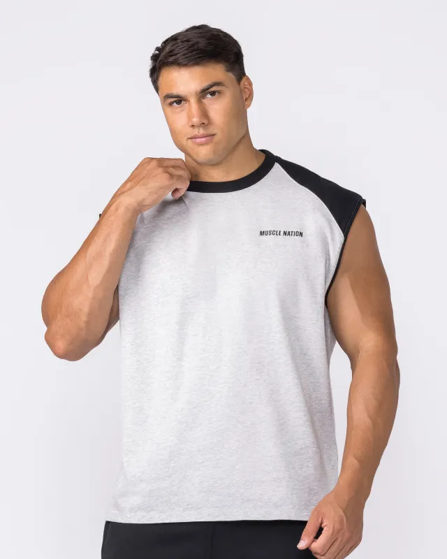 Essential Raglan Boxy Muscle Tank - Grey Marl / Black made by Muscle Nation