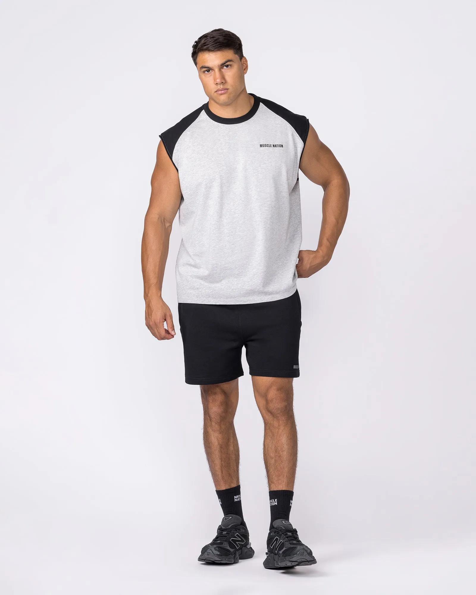 Essential Raglan Boxy Muscle Tank - Grey Marl / Black sold by Muscle Nation product image thumbnail 5