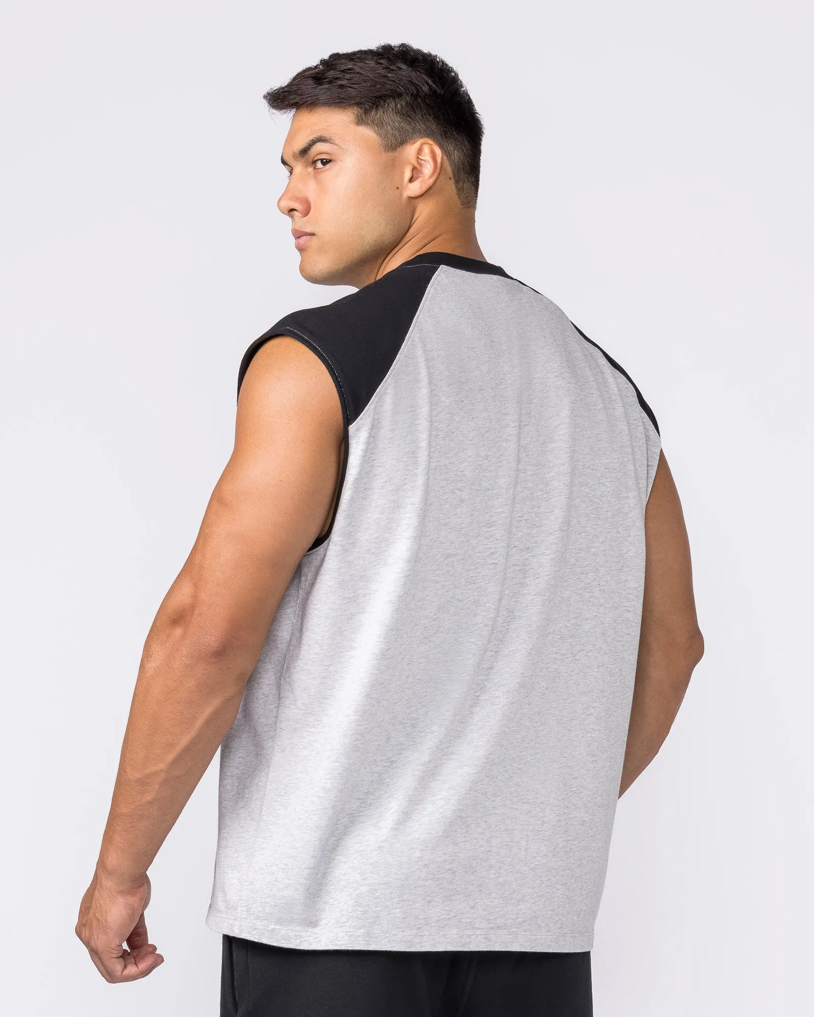 Essential Raglan Boxy Muscle Tank - Grey Marl / Black sold by Muscle Nation product image thumbnail 2